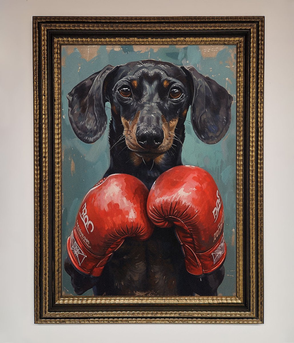 Sausage Dog Boxing Framed Print - Zestio