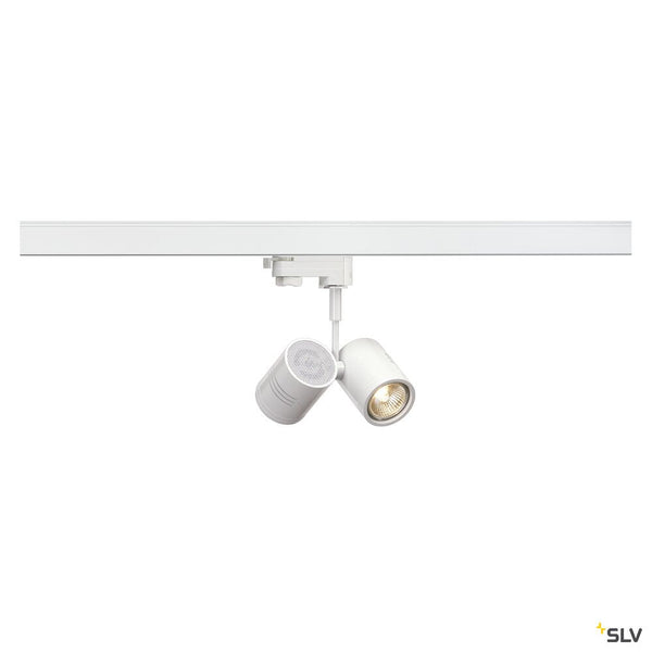 SLV 152231 - BIMA 2, spot for 240V 3-phase track, double-headed, QPAR51,round, matt white, max. 100W, incl. 3-phase adapter