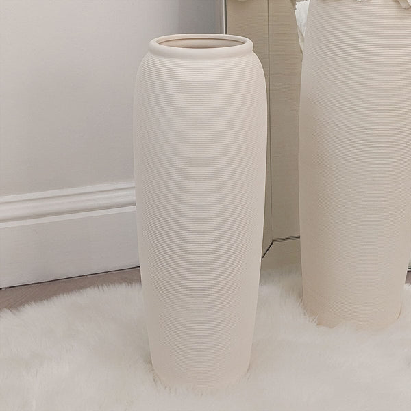 Solis Large Floor Standing Stone Ceramic Neutral Vase