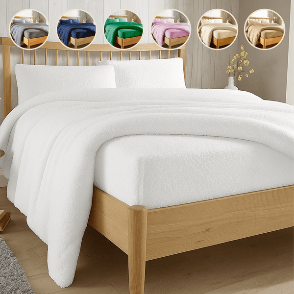 Teddy Fleece Extra Deep Fitted Sheet Plush Super Soft Warm Bedding for Winter Snug Fit Elastic Edges Multiple Sizes Stylish Colours Fluffy Bedding by OLIVIA ROCCO