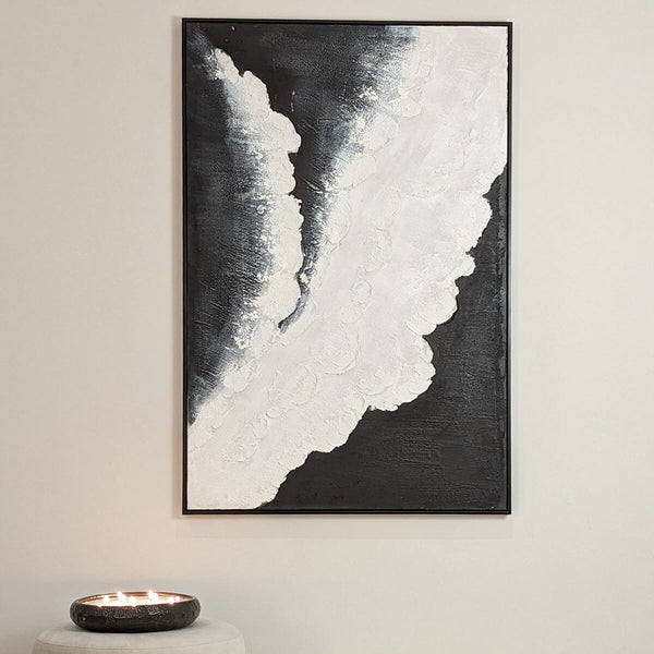 Tilford Monochrome Beach Waves Textured Canvas Wall Art