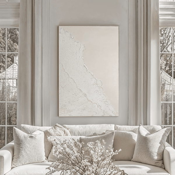 Toulouse Neutral Beach Waves Textured Canvas Wall Art