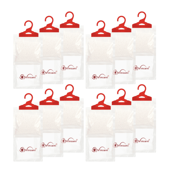 Pack of 12 Hanging Wardrobe Dehumidifier Bags 210g