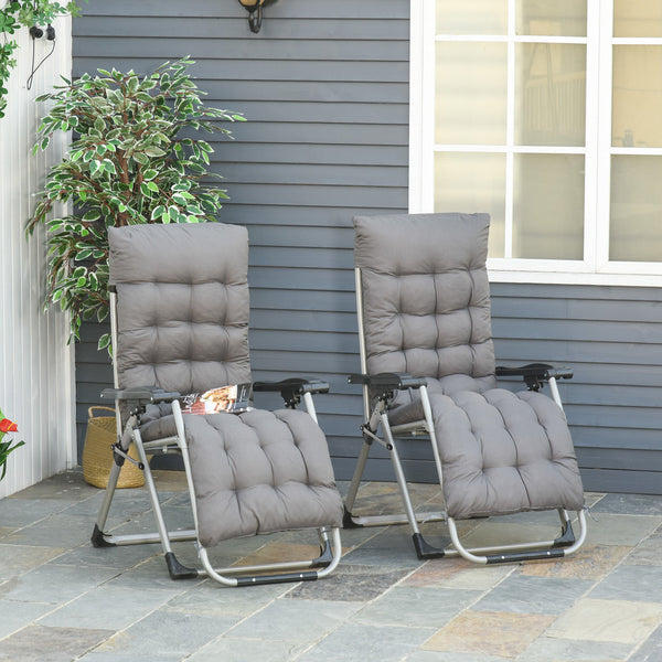Reclining 2-Piece Zero Gravity Chair Folding Garden Sun Lounger Cushion Headrest