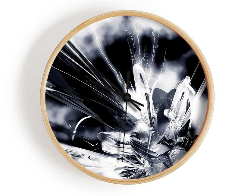 Black n White Explosive Clock - Wallart-Direct UK