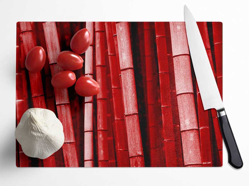 Red Bamboo Glass Chopping Board