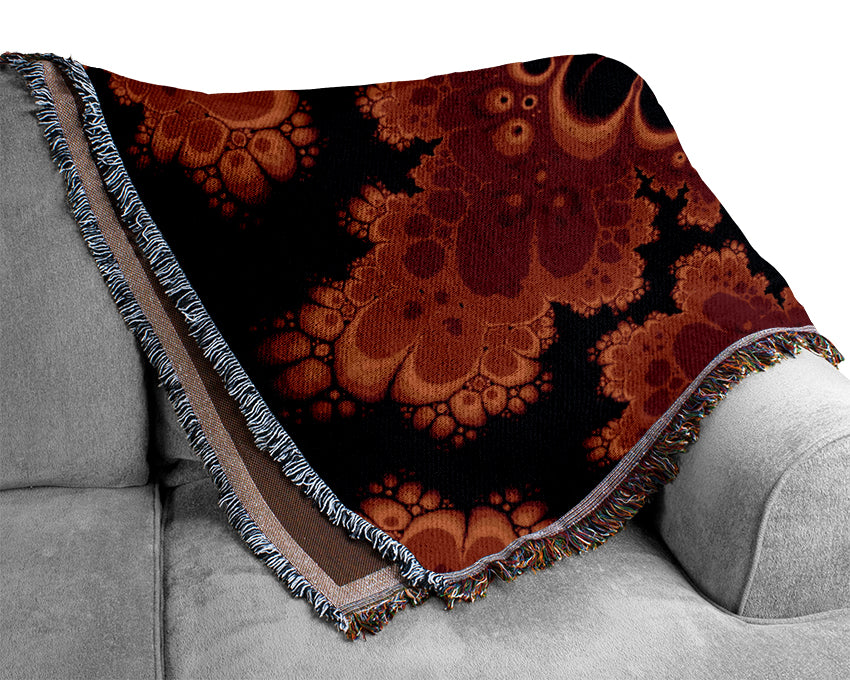 Red On Black Flourish Woven Blanket