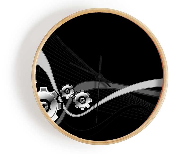 Silver Cogs Of Time Clock - Wallart-Direct UK