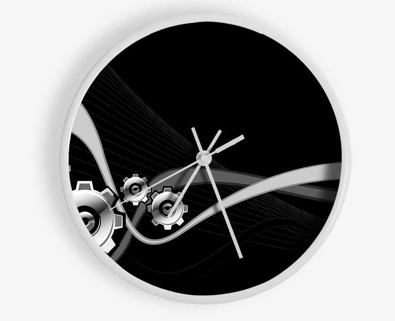 Silver Cogs Of Time Clock - Wallart-Direct UK
