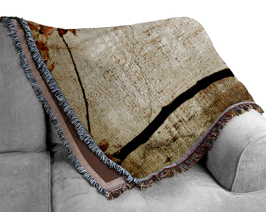 The Golden Winter Leaves Woven Blanket