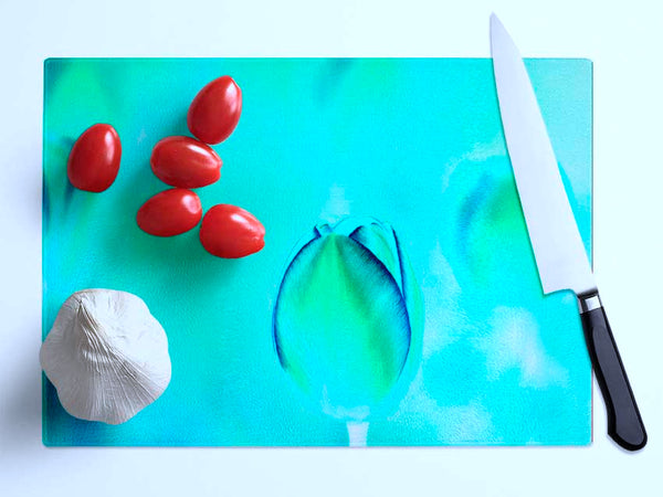 Turquoise Tulip Glass Chopping Board