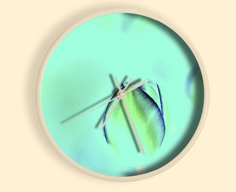Turquoise Tulip Clock - Wallart-Direct UK