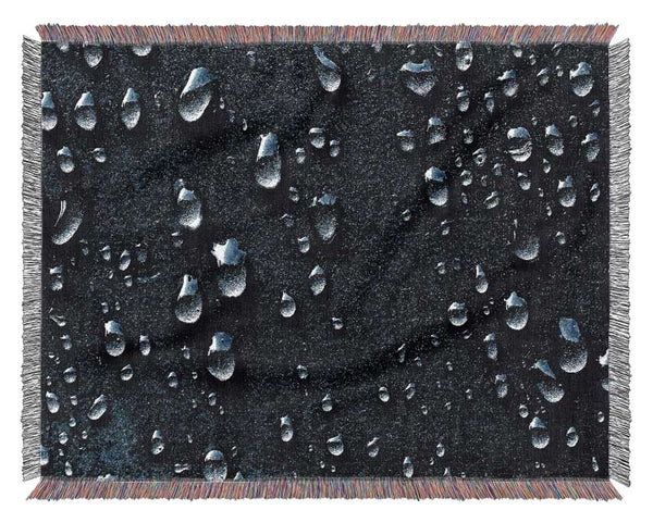 Water Drops Dark Woven Blanket
