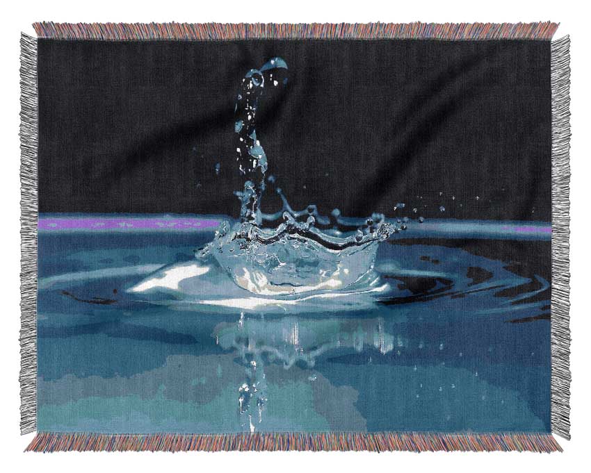 Water Splash Delight Blue Woven Blanket