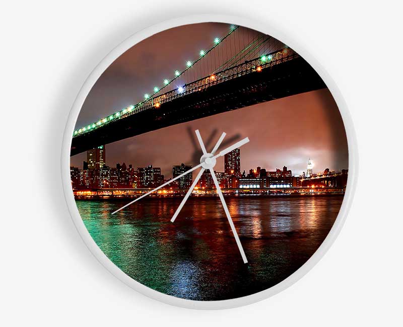 Brooklyn Bridge New York At Night Clock - Wallart-Direct UK
