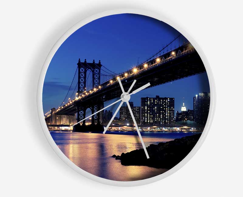 Brooklyn Bridge Peach Glow Clock - Wallart-Direct UK