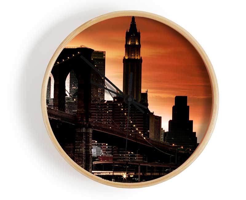 Brooklyn Bridge Stunning Skys Clock - Wallart-Direct UK
