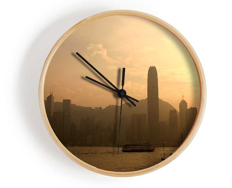Hong Kong Misty Morning Sunrise Clock - Wallart-Direct UK