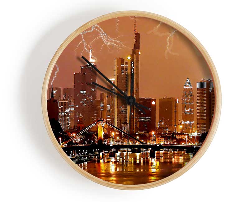 City Lightning Bolts Clock - Wallart-Direct UK