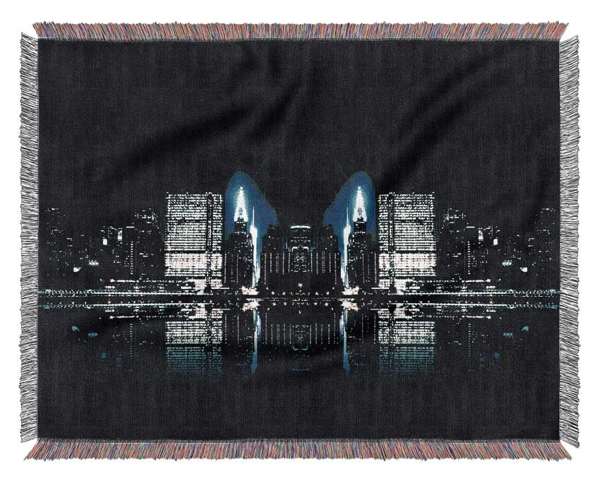 City Night Reflections Woven Blanket