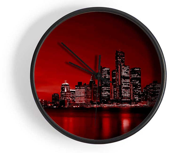 Detroit Red Nights Clock - Wallart-Direct UK