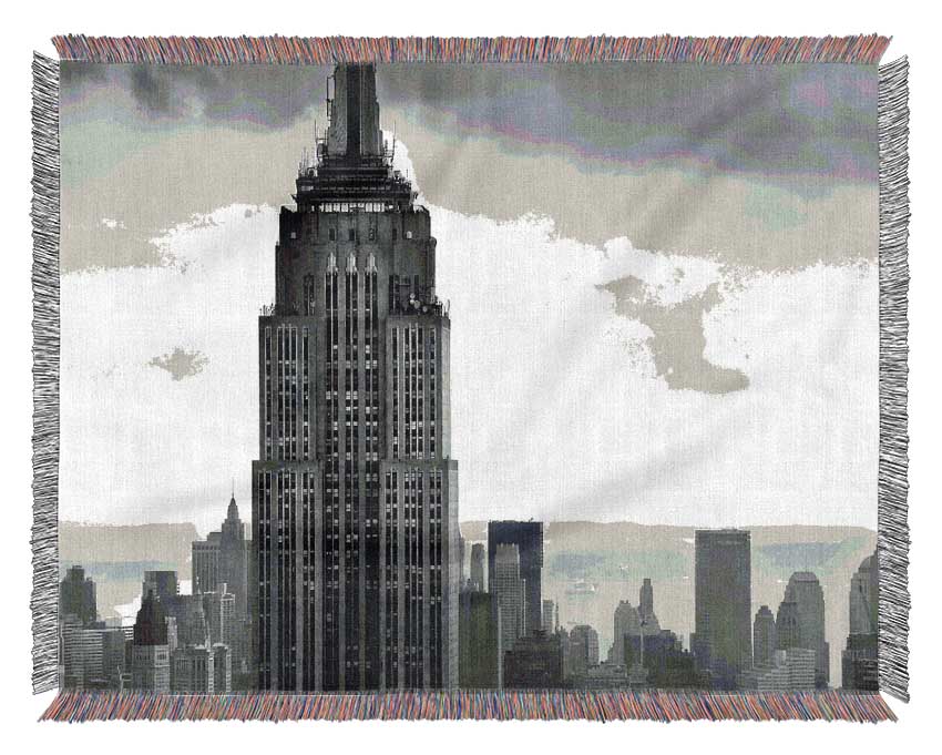 Empire State Building B n W Woven Blanket