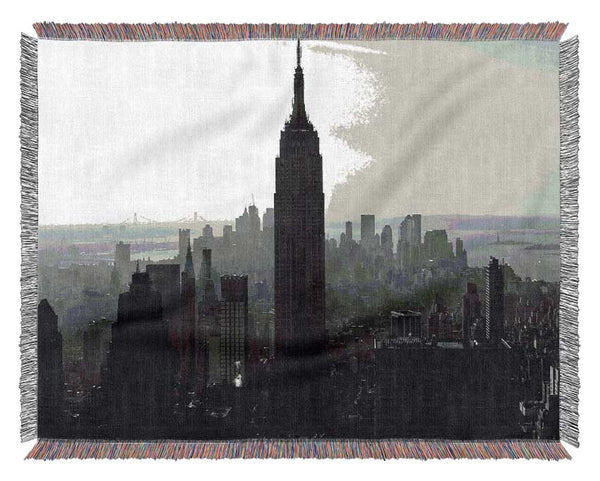 Empire State Building B n W Morning Woven Blanket