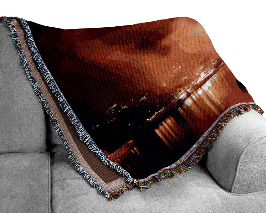 Fireworks On The Thames London Woven Blanket