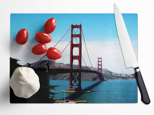 Golden Gate Bridge Afar Glass Chopping Board