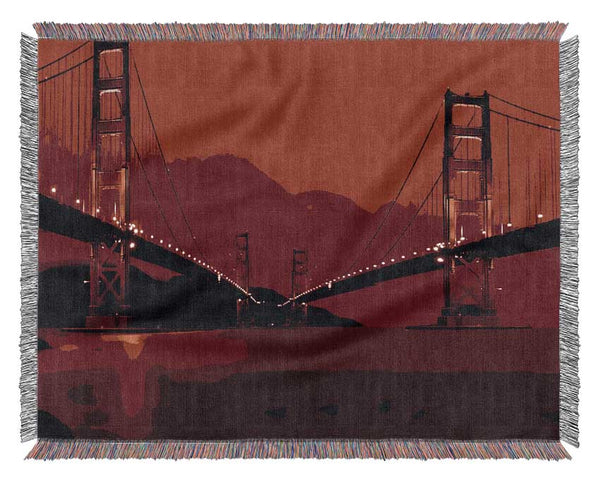 Golden Gate Bridge Twins Red Woven Blanket