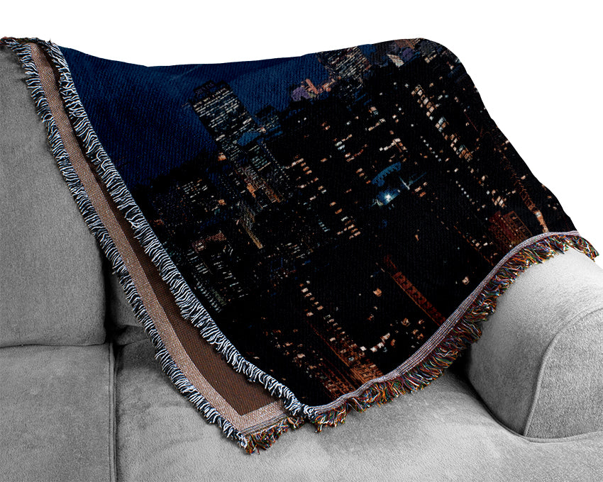 Hong Kong Harbour Night Mist Woven Blanket