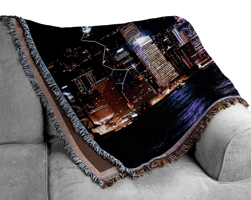 Hong Kong Skyline Woven Blanket