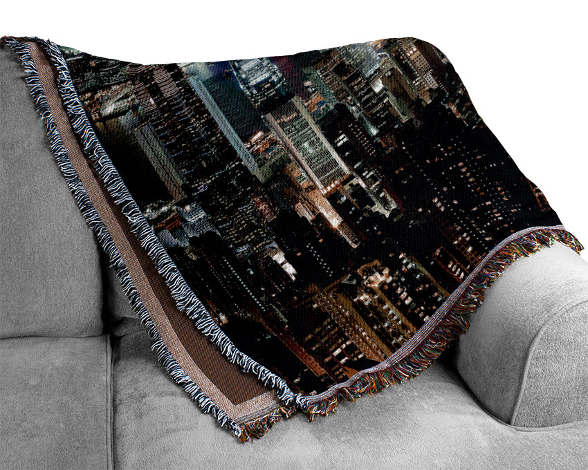 Hong Kong Waters At Night Woven Blanket