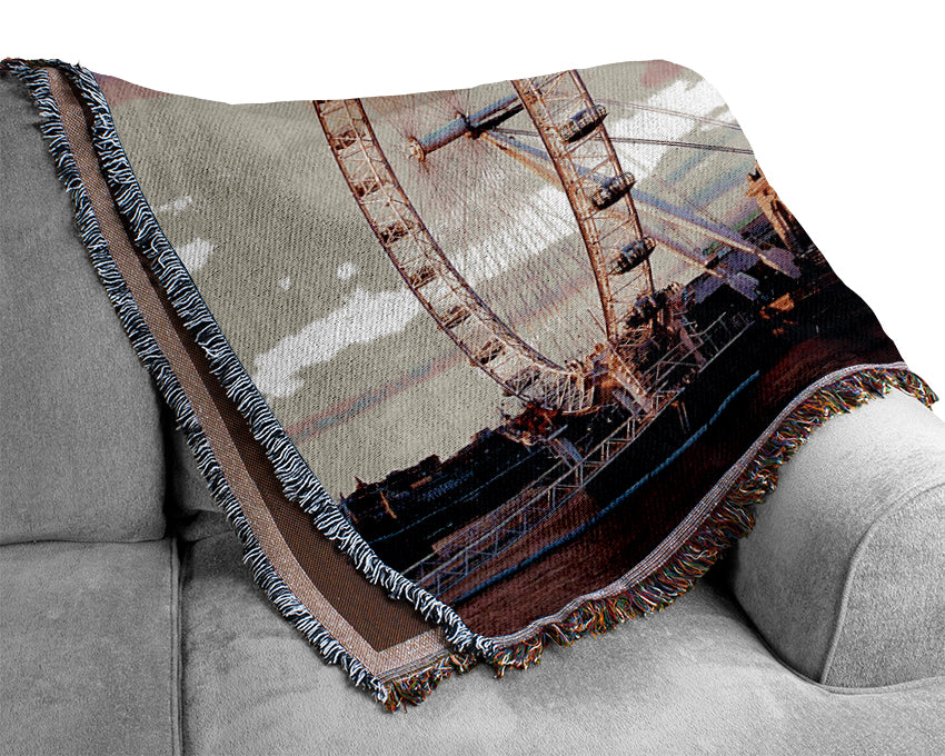 London Eye Morning Light Woven Blanket
