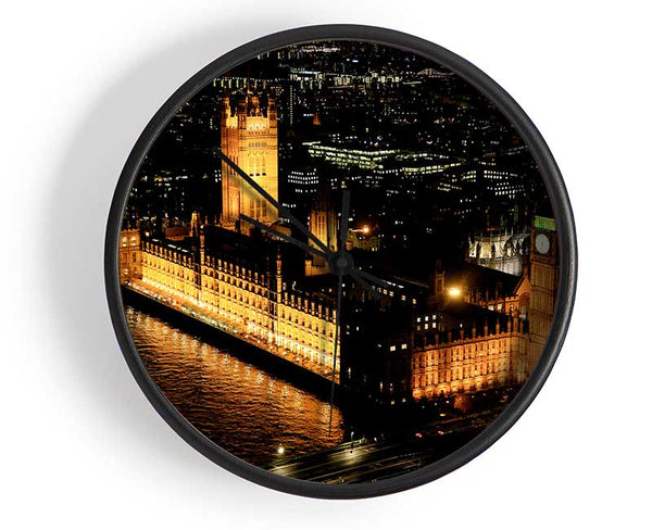 London Houses Of Parliament Ariel View Clock - Wallart-Direct UK