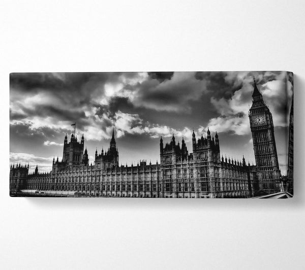 London Houses Of Parliament B n W Storm Clouds