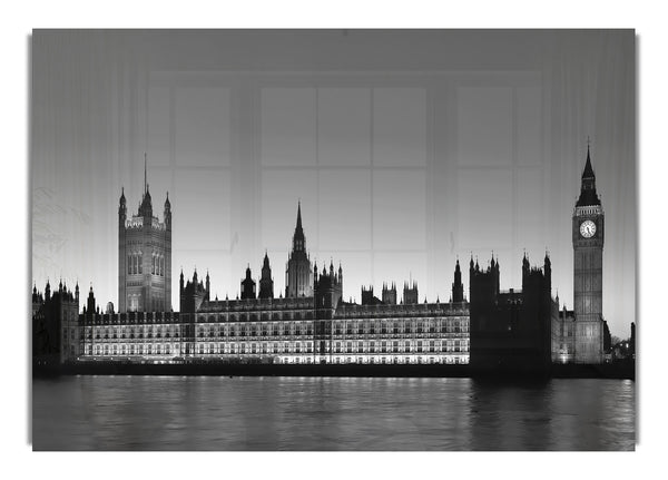 London Houses Of Parliament On The Thames B~w