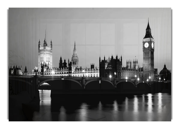 London Houses Of Parliament With Big Ben B~w