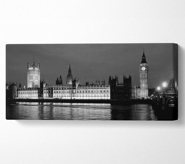 London Thames Houses Of Parliament B n W Night