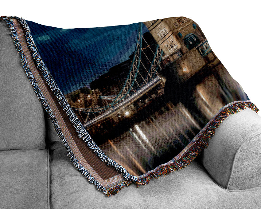 London Tower Bridge At Dusk Woven Blanket