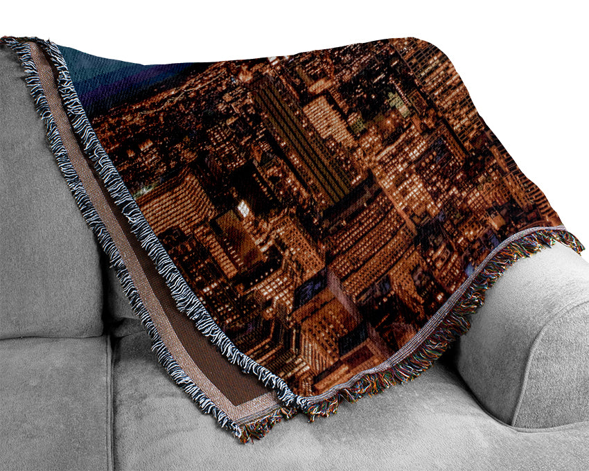 New York At Dusk Woven Blanket