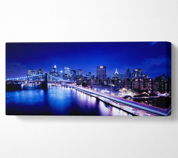 New York City Brooklyn Bridge Ariel Night View
