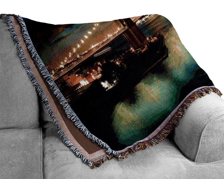 New York City Brooklyn Bridge View Woven Blanket