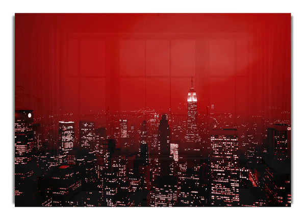 New York City Empire State Building Red