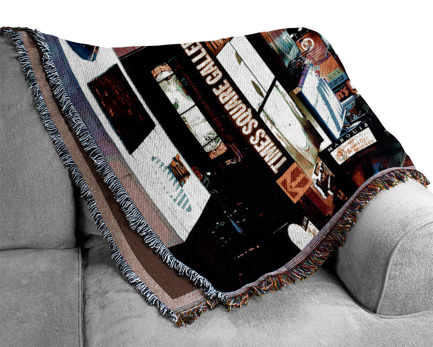New York City Times Square Lights Woven Blanket