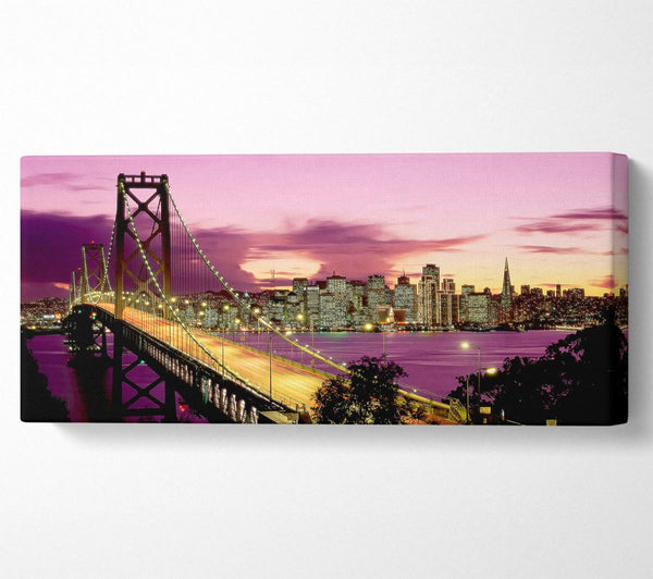 New York Harbour Brooklyn Bridge Purple