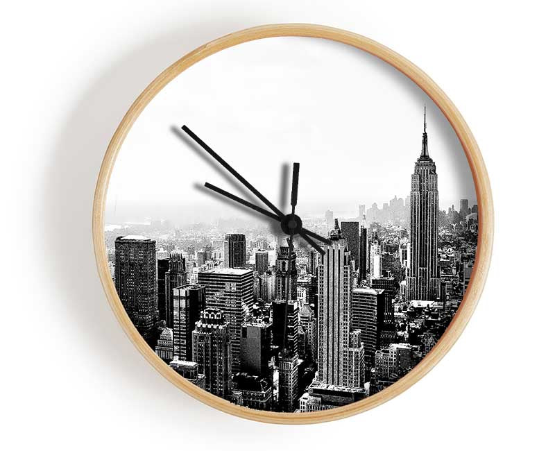 New York Empire State Skyline B n W Clock - Wallart-Direct UK