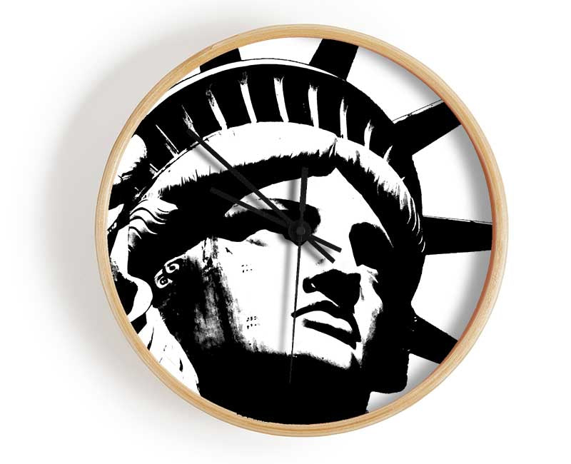 New York The Statue Of Liberty B n W Clock - Wallart-Direct UK