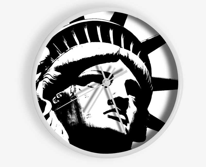 New York The Statue Of Liberty B n W Clock - Wallart-Direct UK