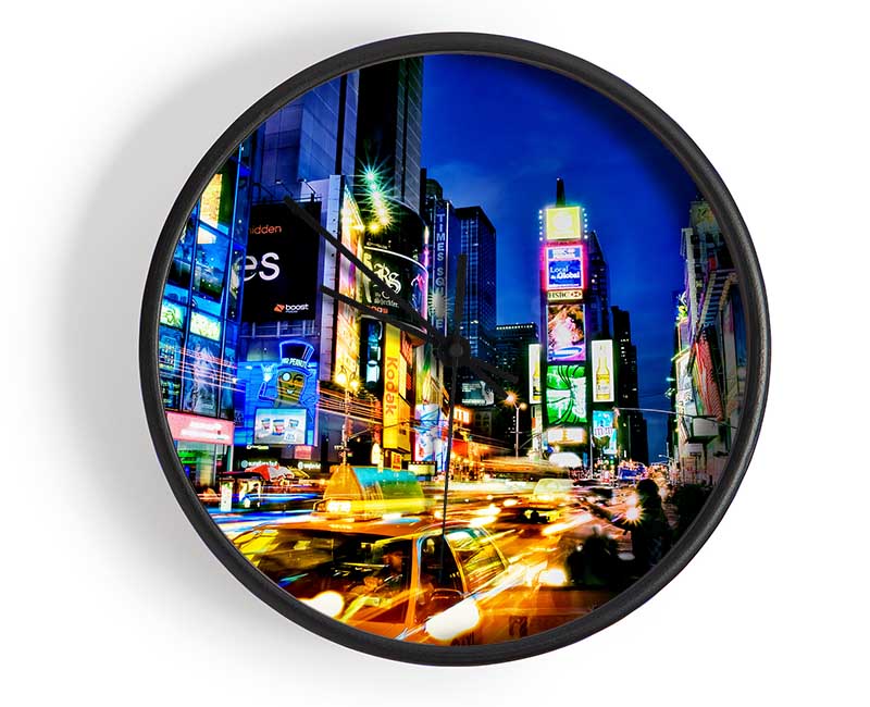 Nyc 5Th Avenue Taxi Blur Clock - Wallart-Direct UK